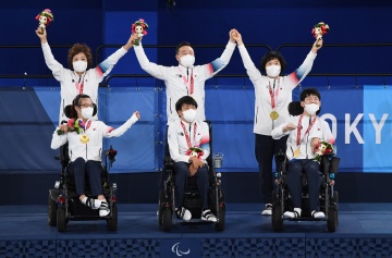도쿄 2020 패럴림픽 보치아 BC3 페어 금메달 시상식